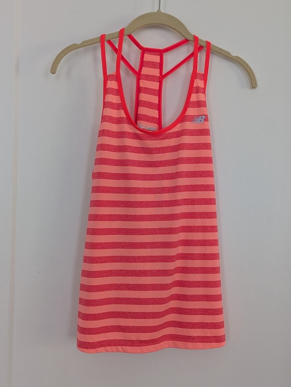 New Balance Women's NB Dry Racerback Tank Top Size M Coral Striped Strappy